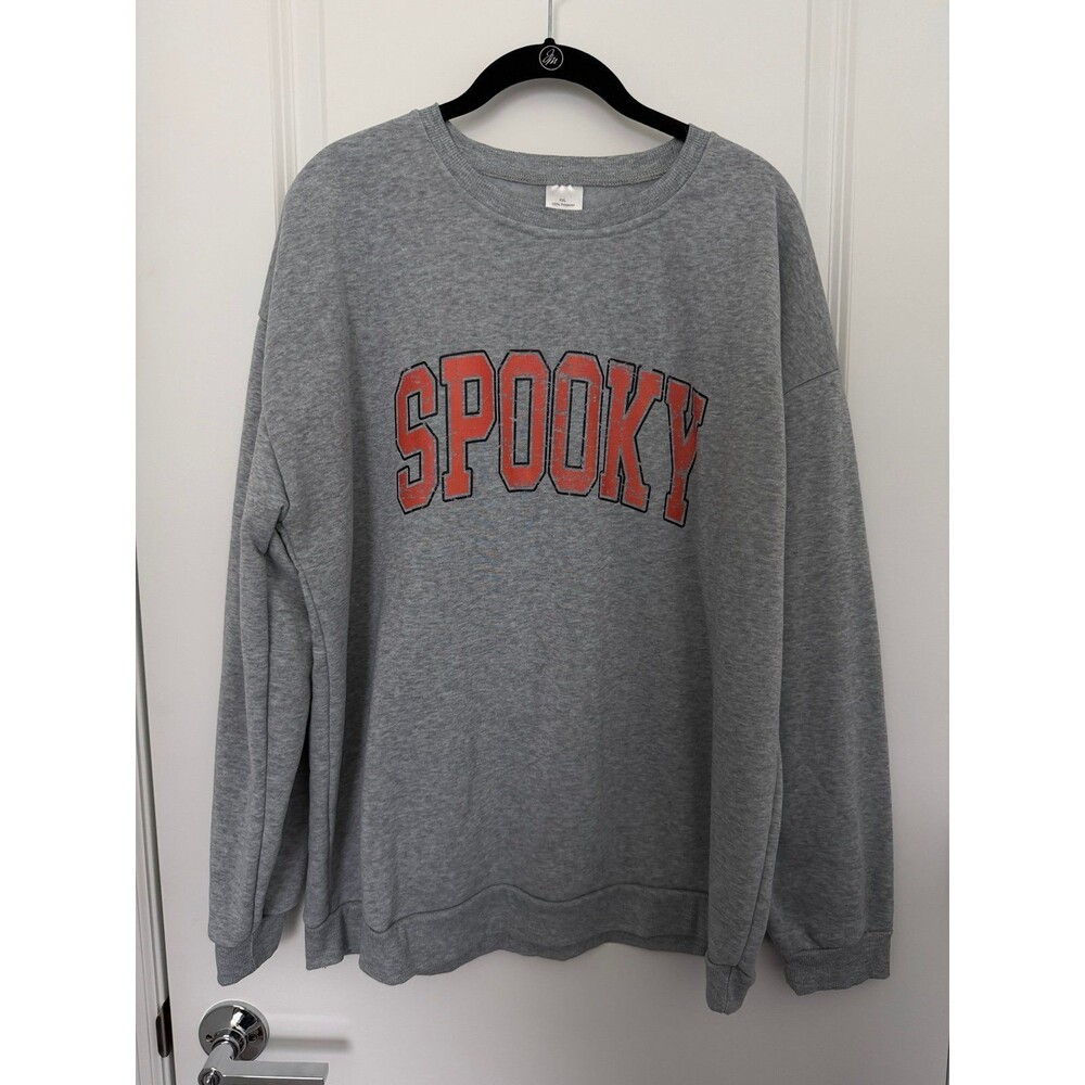 NEW Spooky Halloween Pullover Jersey Gray Shirt Size XXL 2XL